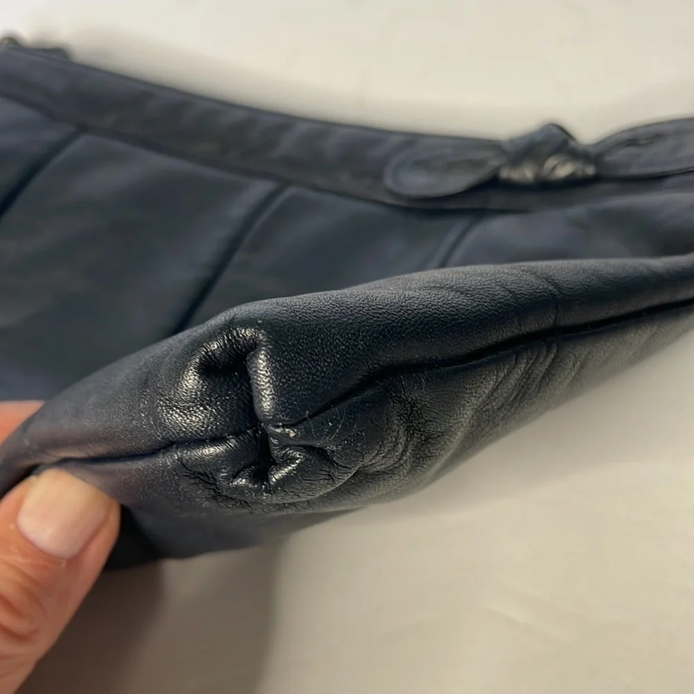 Navy Blue Etra Vintage Leather Clutch/Wristlet